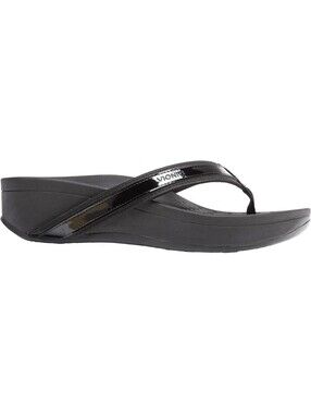 Vionic Black Vionic High Tide Women's Black Patent Wedge Thong Sandals Sz 7
